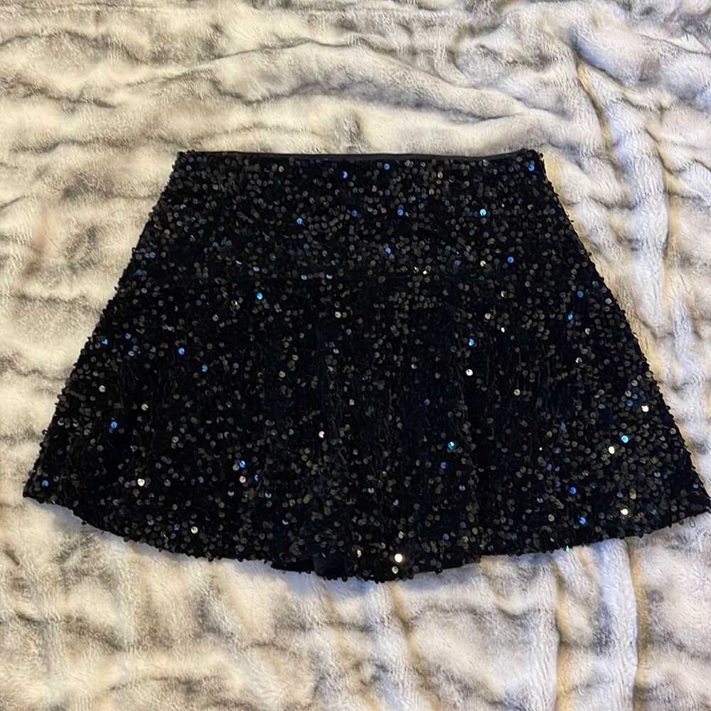 Black Velvet Sequin Skort